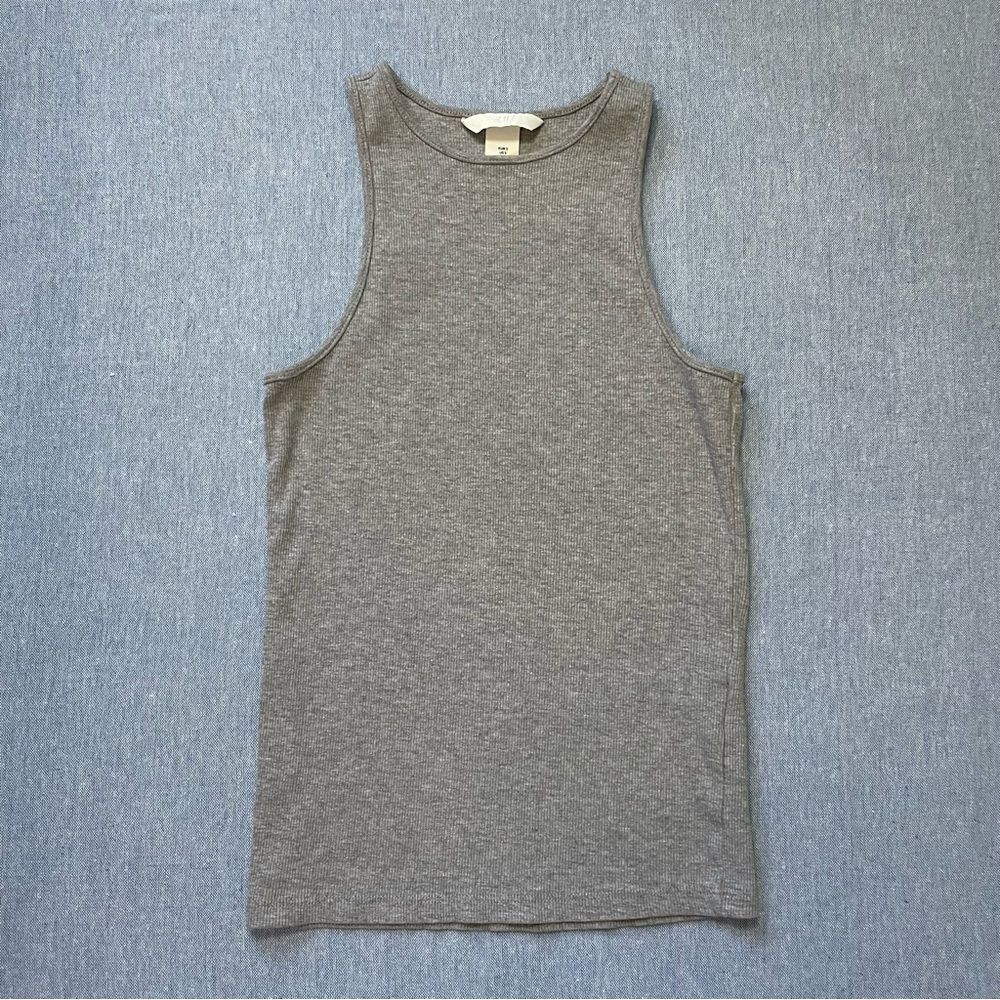 H&M Basic High Neck Cotton Tank Size S in Gray